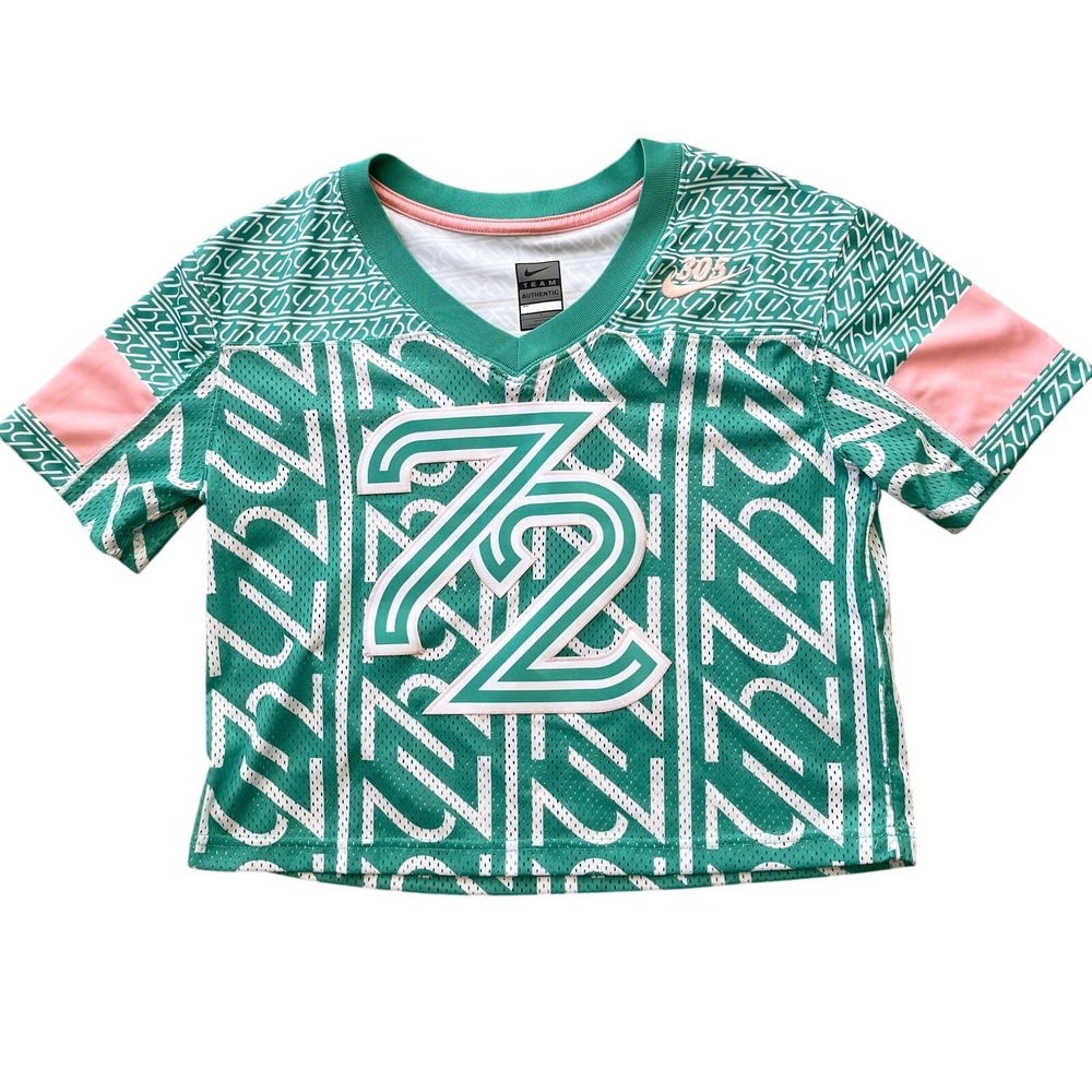 Nike Team Authentic Dade County 305 Cropped Jersey Teal Pink Women's Small 72